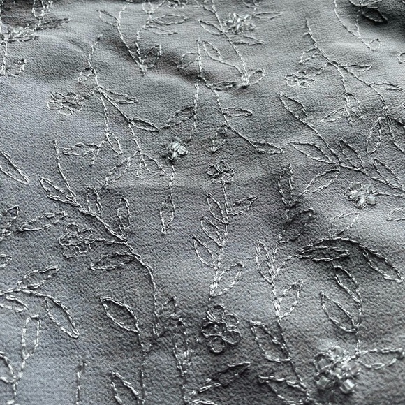 NWT Vintage Deadstock 100% Silk Gray Floral Beaded Mini Slip Skirt 10 Fairy 90s - Picture 10 of 10